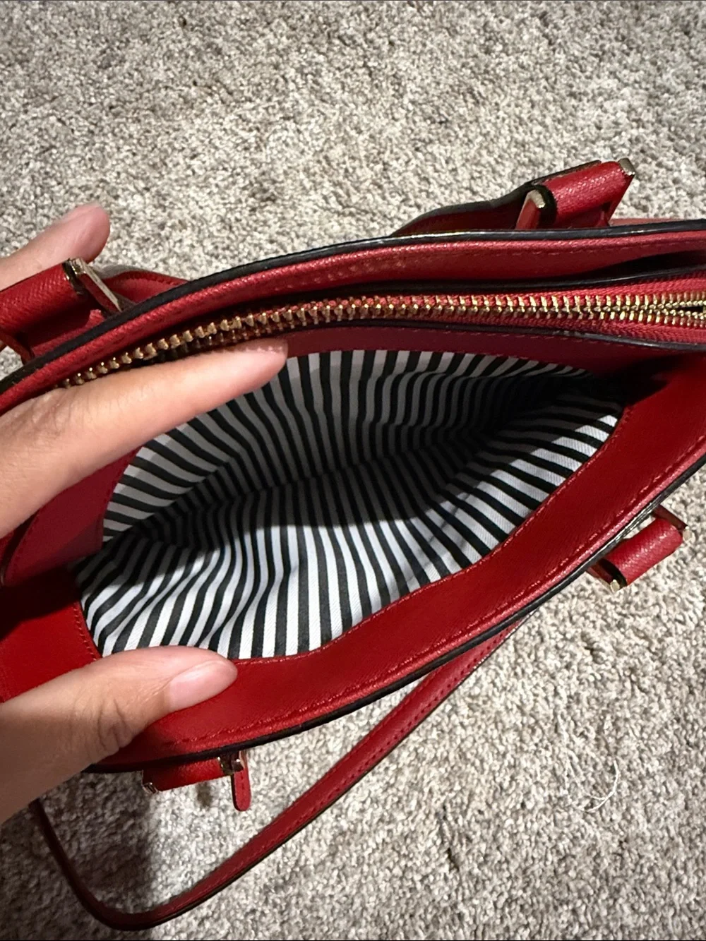 kate spade red dome satchel with gold hardware
